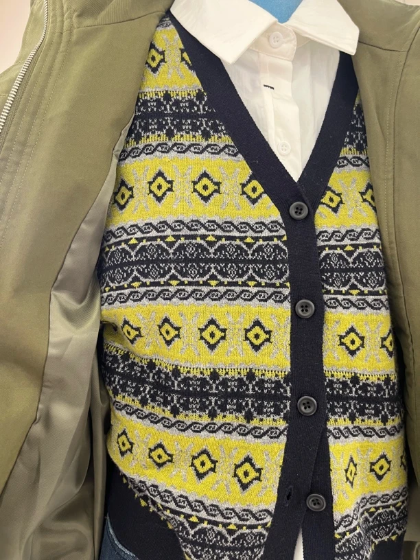 针织秋季毛针织衫毛衣V领长袖宽松时尚休闲慵懒风