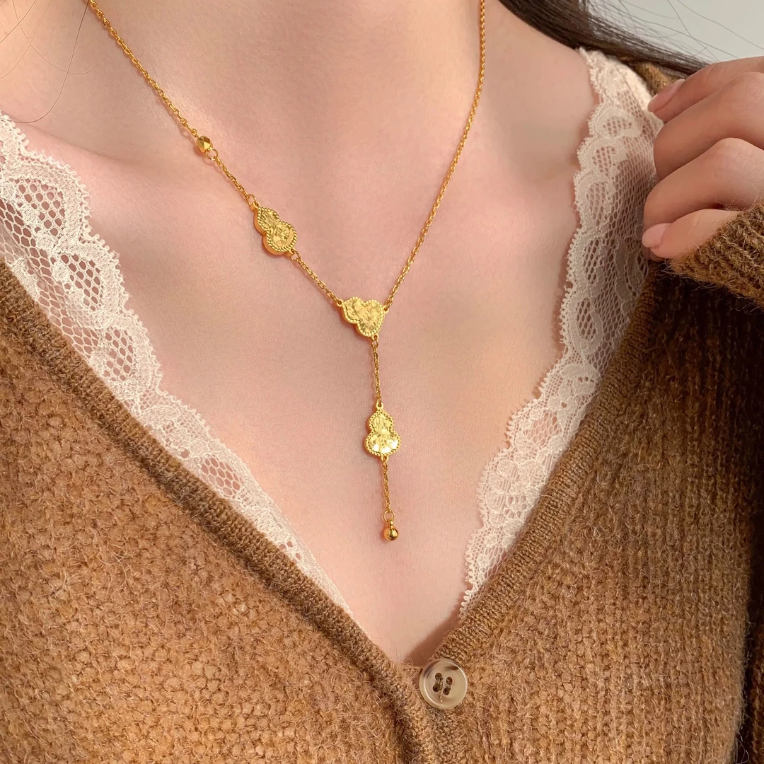 坠链均足银 碎冰冰三个葫芦项链