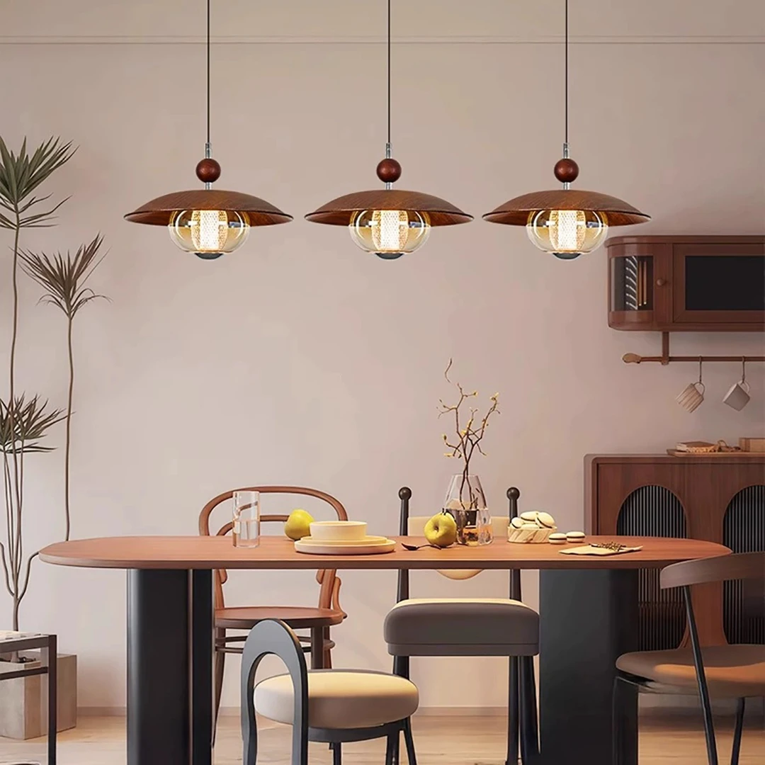 意式轻奢吊灯新中式复古大气2025年新款胡桃木色客厅卧室餐厅灯具