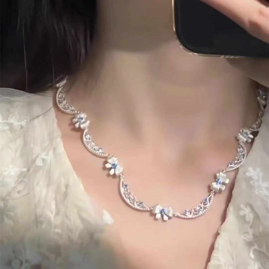 链子足银 990轻奢时尚爱丽丝蝴蝶结项链