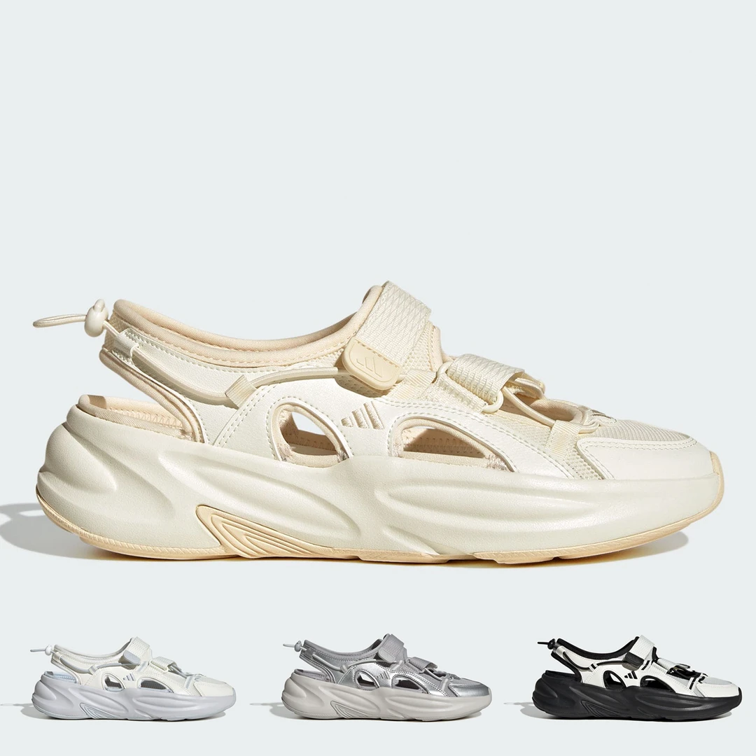 阿迪达斯OZWAVE SANDAL超轻缓震回弹魔术贴厚底凉鞋 JS4577