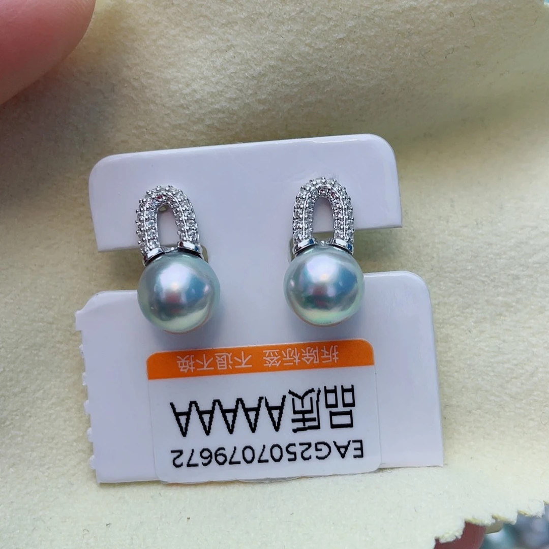银S925镶嵌耳饰海水珍珠w87