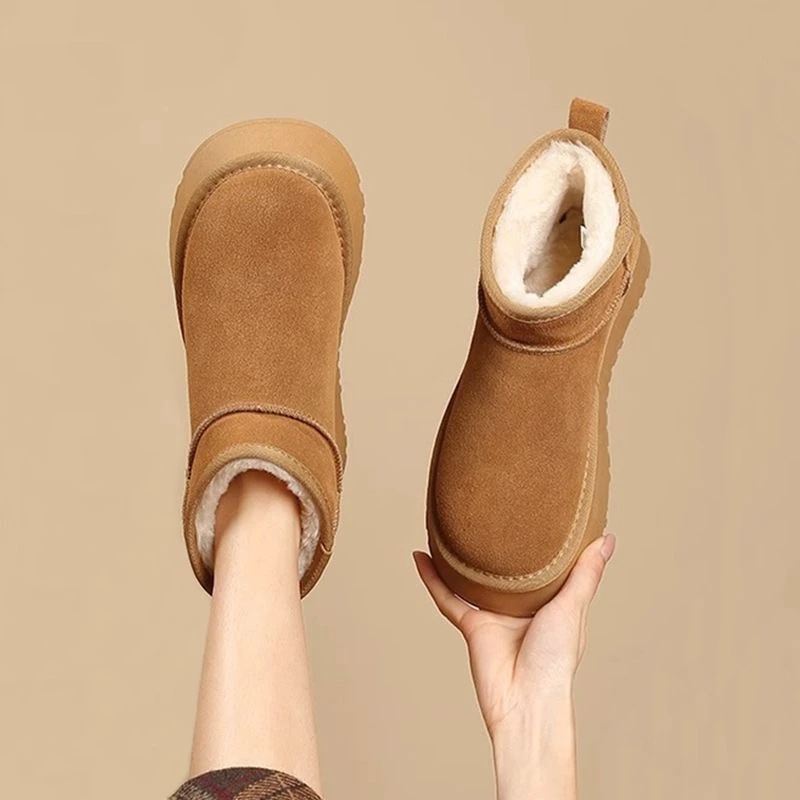 【现货】2024厚底雪地靴防滑冬季加绒加厚保暖4CM