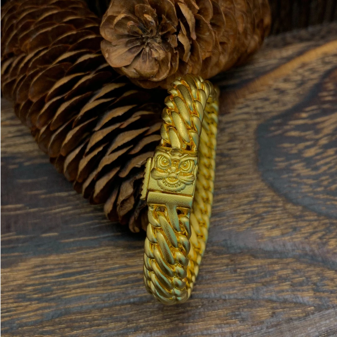 足银手链 金色手工三马鞭手链复古男款男士个性手链