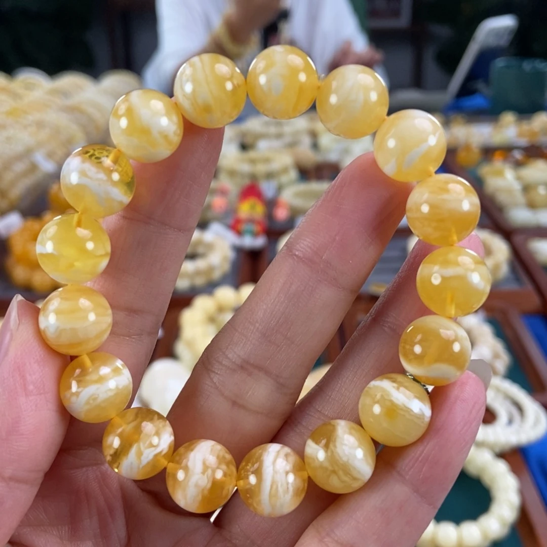 未镶嵌琥珀手链12圆珠16.7