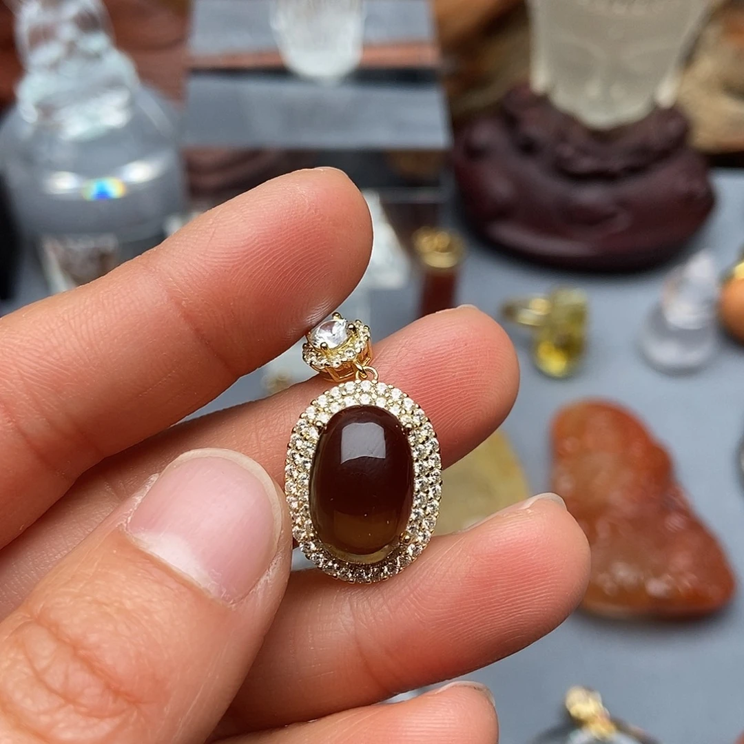 水晶颈饰银S925镶嵌吊坠