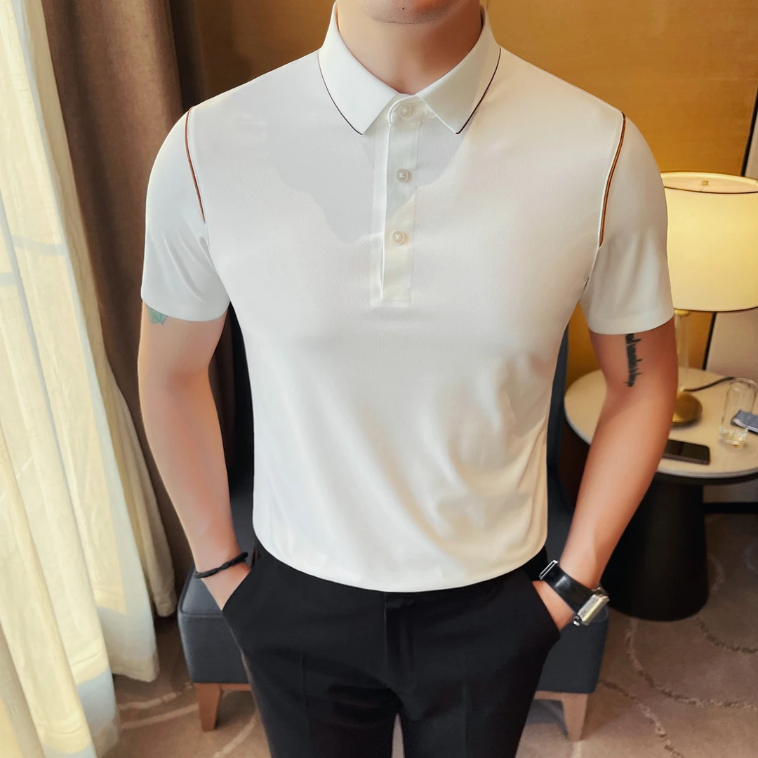 POLO衫男士高品质冰丝T恤夏季修身商务翻领休闲百搭夏季短袖男