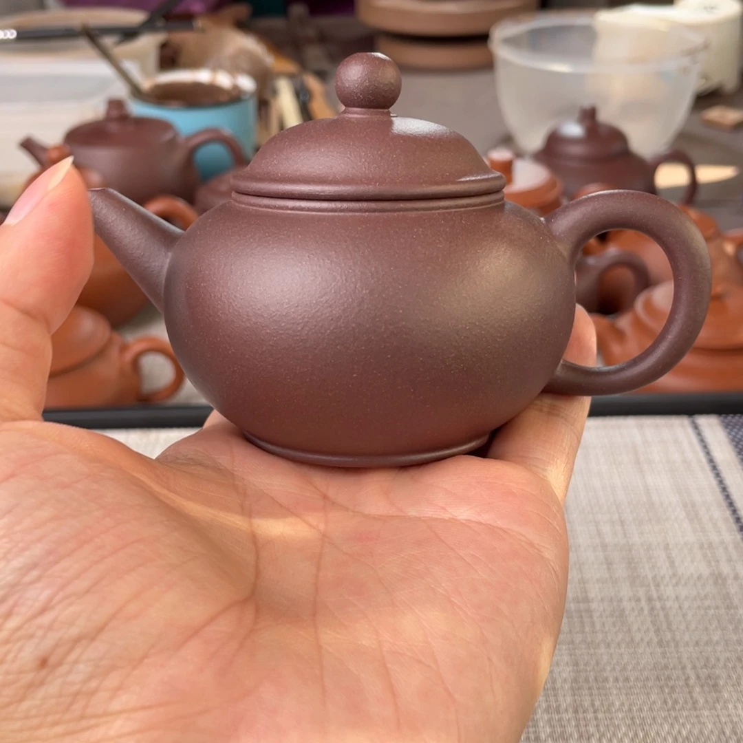 茶壶紫砂半手工老紫泥水平壶160cc