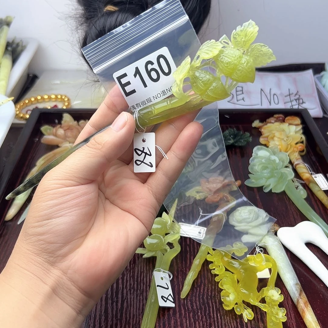 蛇纹石玉合金发饰槛***_