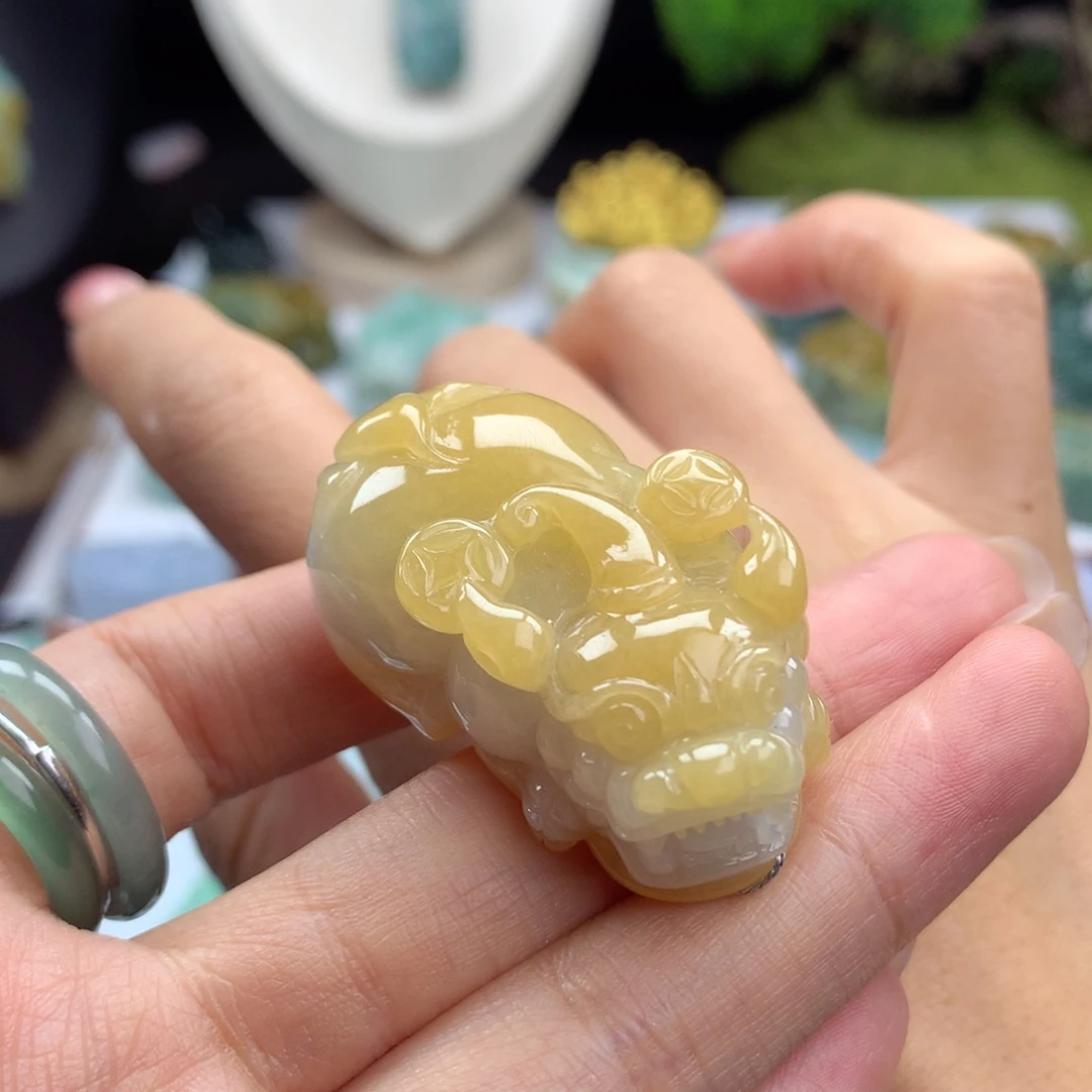 翡翠未镶嵌颈饰A45 大肚金钱貔貅