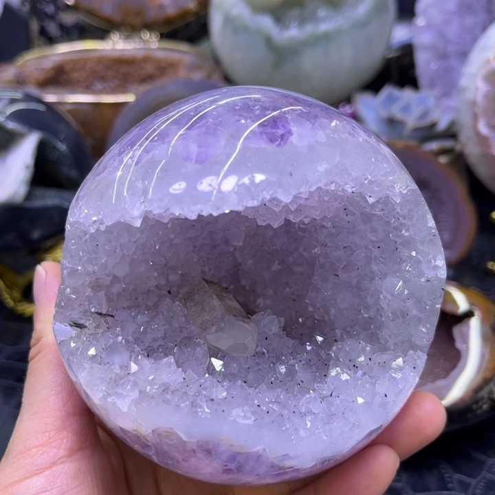 全抛奇石开口笑未镶嵌水晶