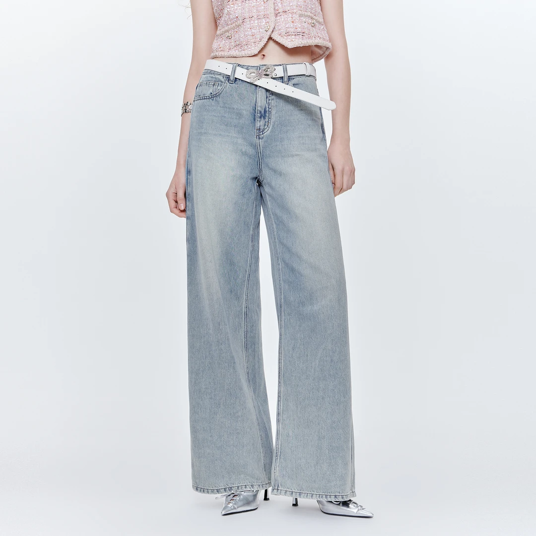 missCOCOON25夏新款莱赛尔牛仔裤高腰阔腿裤2148