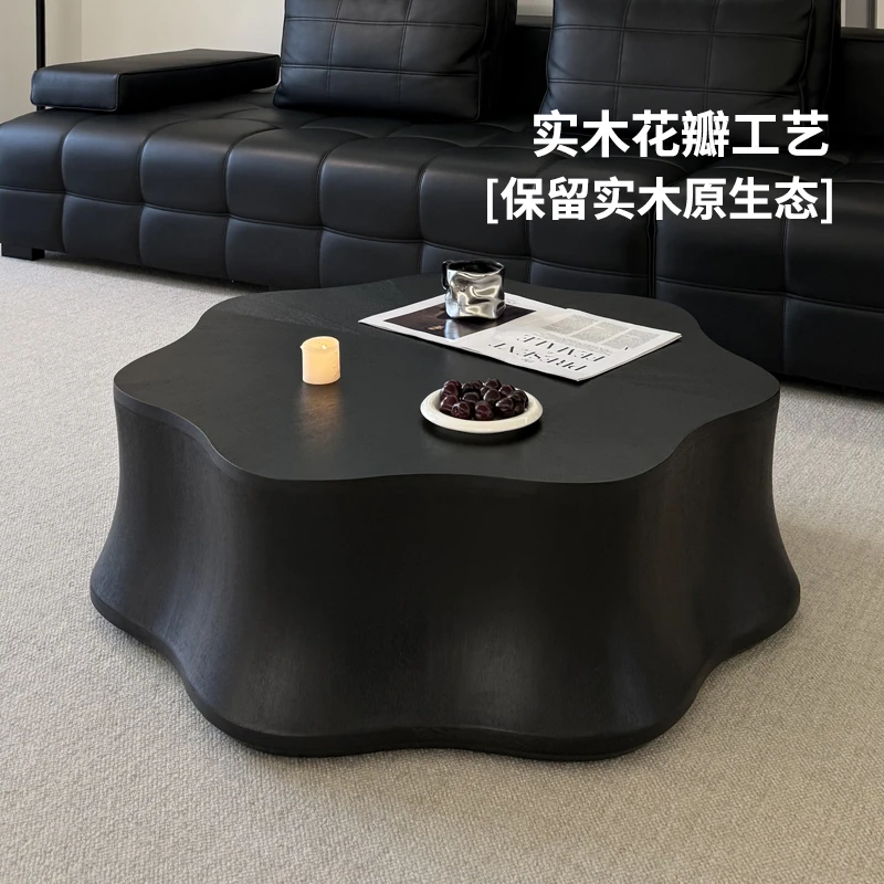 意式极简异形花瓣茶几客厅家用高级感现代简约设计小众木纹茶几