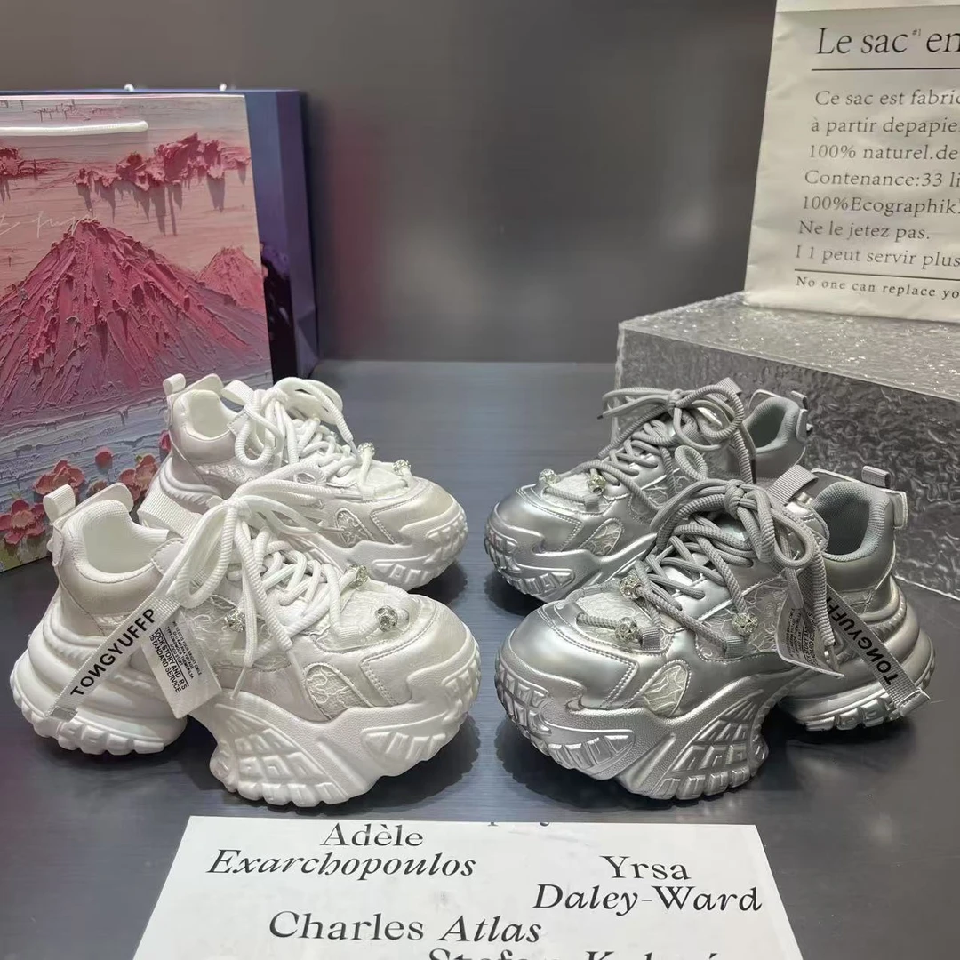 【婷】欧洲站厚底透气网面拼色老爹鞋2025春夏百搭爆款运动鞋