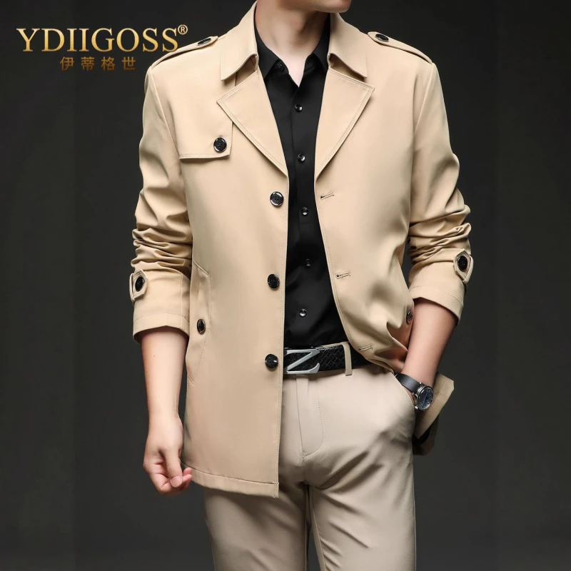 YDIIGOSS休闲风衣青年男士短款春秋冬新款时尚百搭商务外套