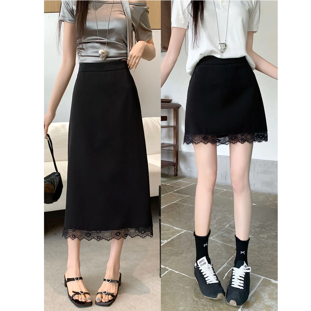 夏季大码女装2025年新款蕾丝小众设计显瘦半身裙—8018—8019