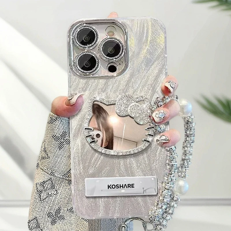 自带镜头膜苹果11手机壳iPhone11Pro镶钻kt猫镜子苹果11ProMax软