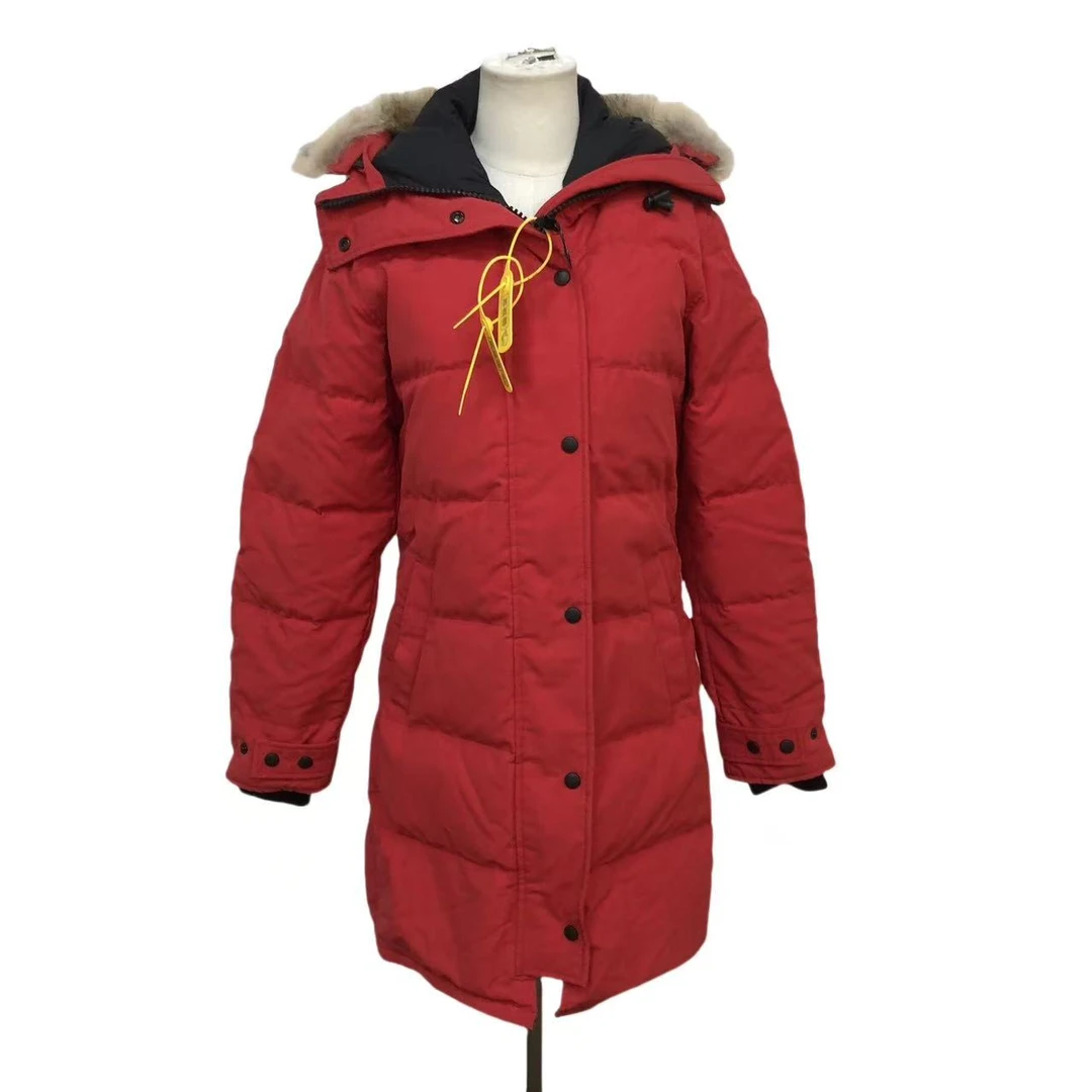 95新 CANADA GOOSE 红色长款羽绒服/bb89女装外套加厚