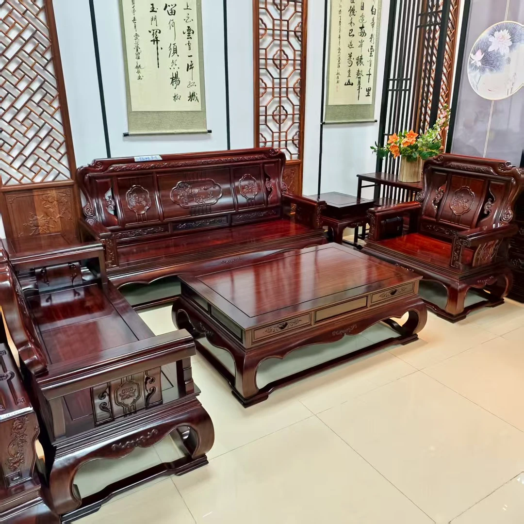 酸枝木 花鸟宝座123六件套沙发