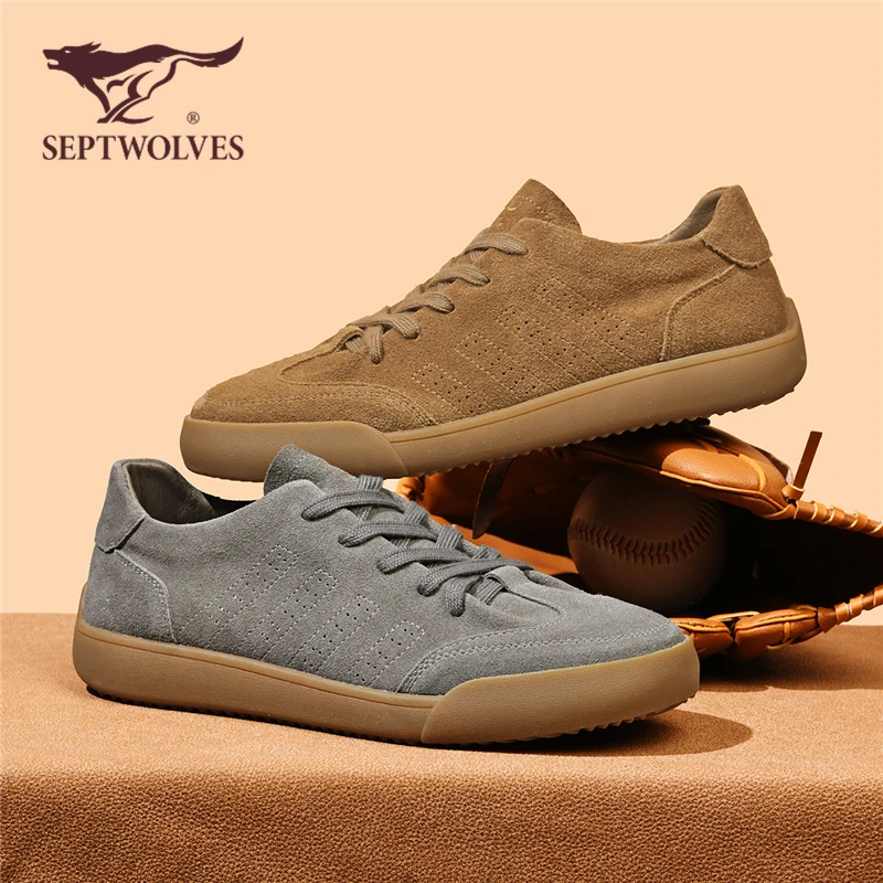 七匹狼2025秋季新款休闲皮鞋反绒皮男款软底德训鞋复古勃肯鞋0991