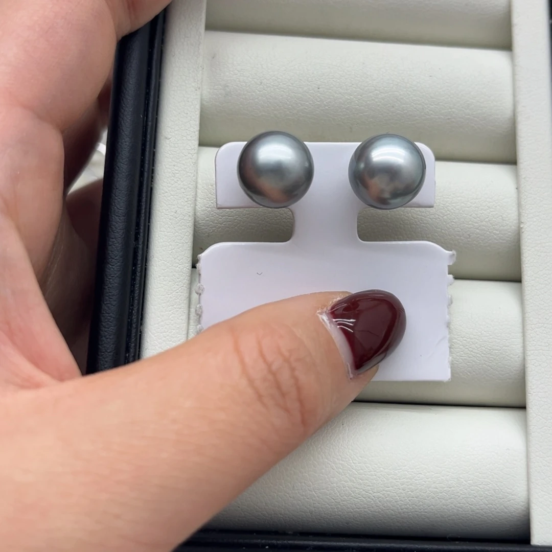 海水珍珠耳饰银S925镶嵌