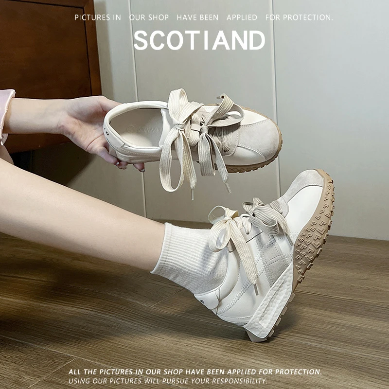 [iD0]复古德训鞋拼色增高真皮2025春季新款厚底运动休闲阿甘老爹