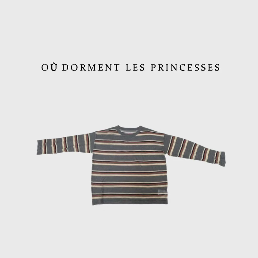 Fen姐|【轻氧假日】日系休闲条纹撞色圆领长袖棉麻针织上衣38201