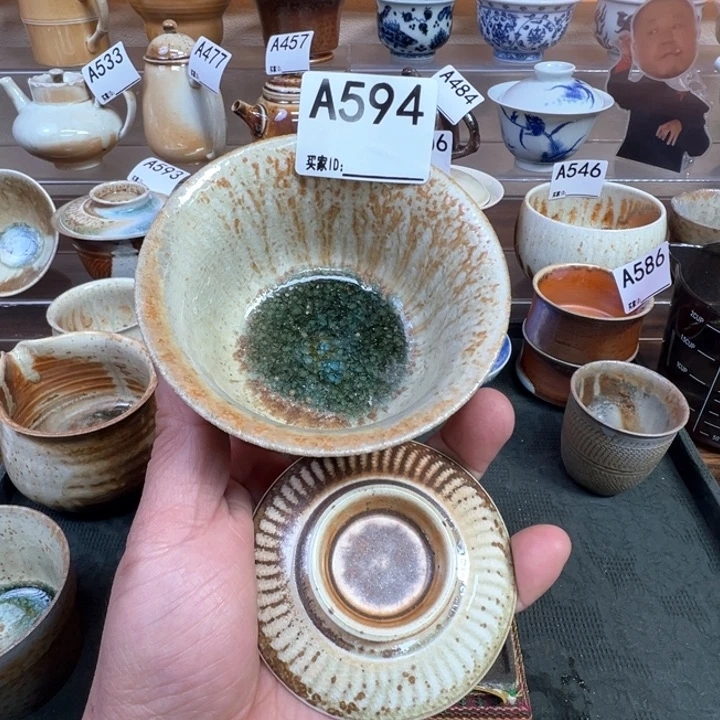 摆件吉***王594景德镇手工柴烧盖碗 福利