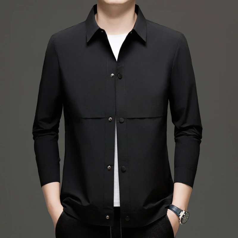 男士夹克外套爆款2025新款翻领经典潮流上衣简约百搭透气休闲服男