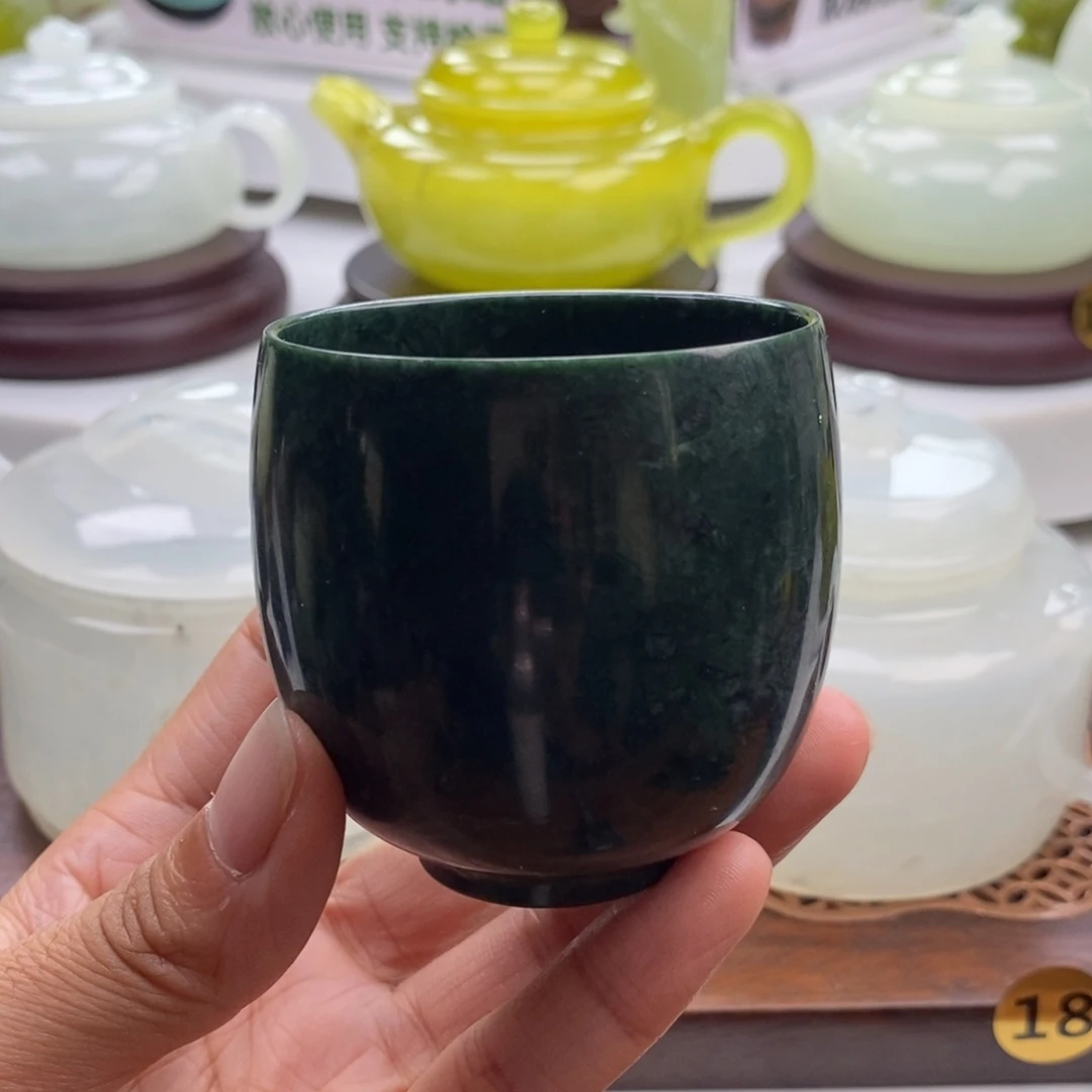 岫玉未镶嵌四大名玉茶杯120cc