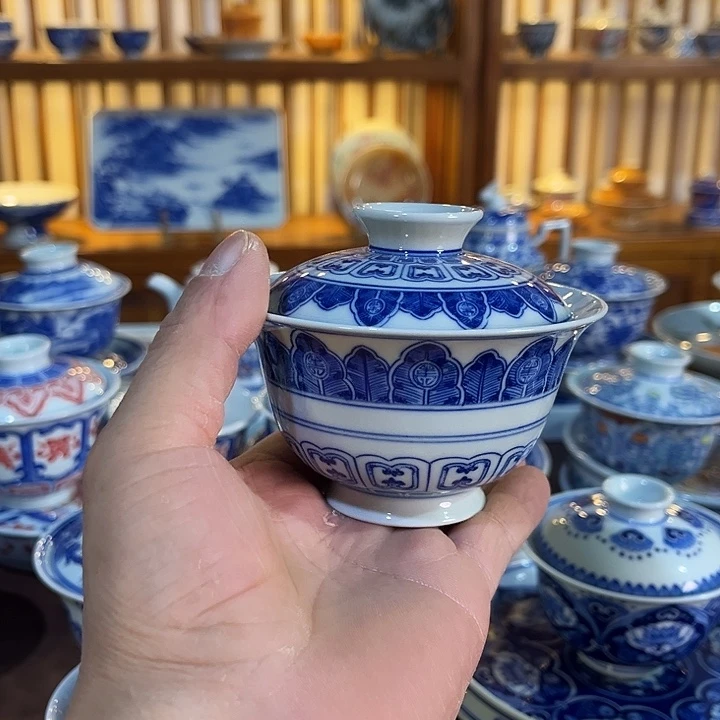錡镇堂手工手绘绘盖碗