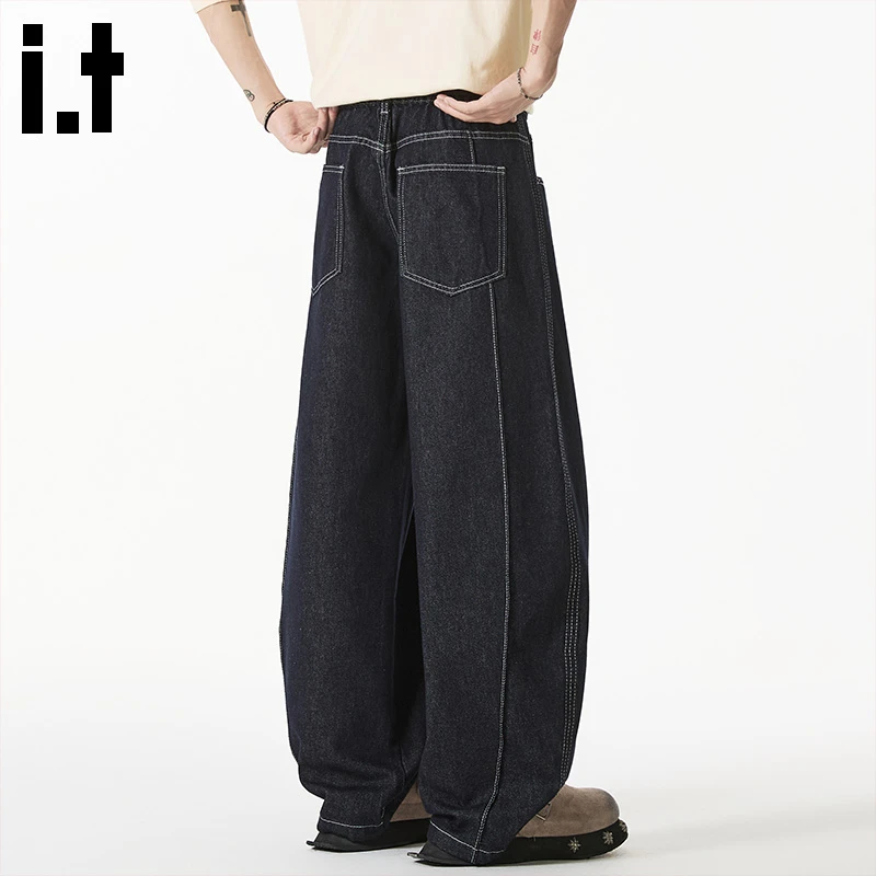 i.t:CHOCOOLATE原色弯刀牛仔裤男士2025秋冬新款美式宽松阔腿裤子