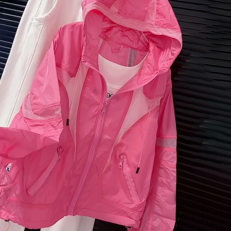 欧货小个子休闲防晒衣女款2025新款防紫外线轻便透气连帽防晒服夏