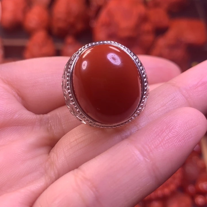 【闪购商品】南红玛瑙戒指银S925镶嵌