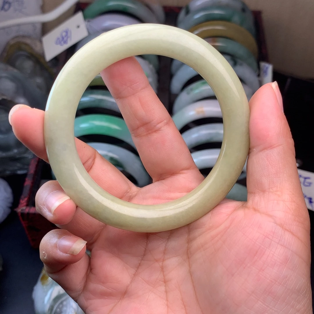 定制翡翠未镶嵌手镯55圆条纹