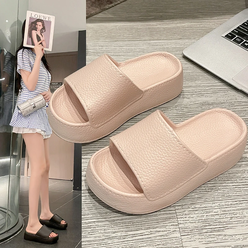 女士夏季室内浴室洗澡防滑简约厚底情侣外穿凉拖女踩屎感拖鞋休闲