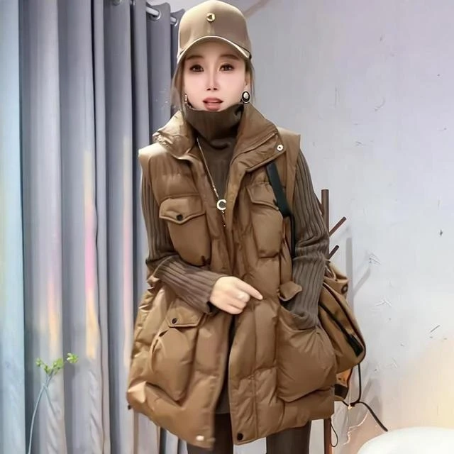 欧货马甲棉服女2024秋冬新款设计感百搭显瘦马夹胖mm大码时尚外套