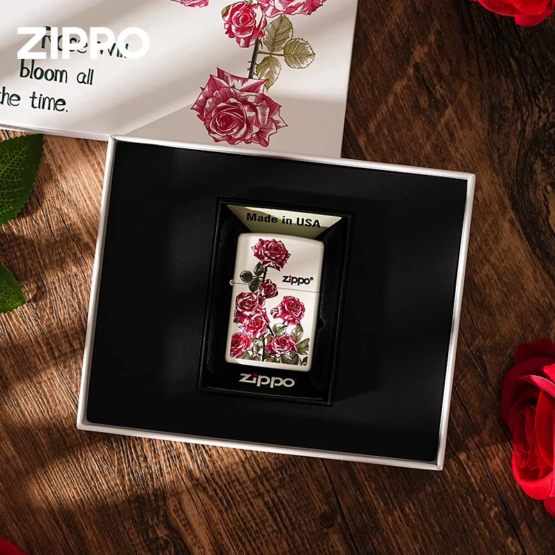 zippo打火机密语玫瑰夜光官方正版煤油防风生日礼物送男友DYH1X1