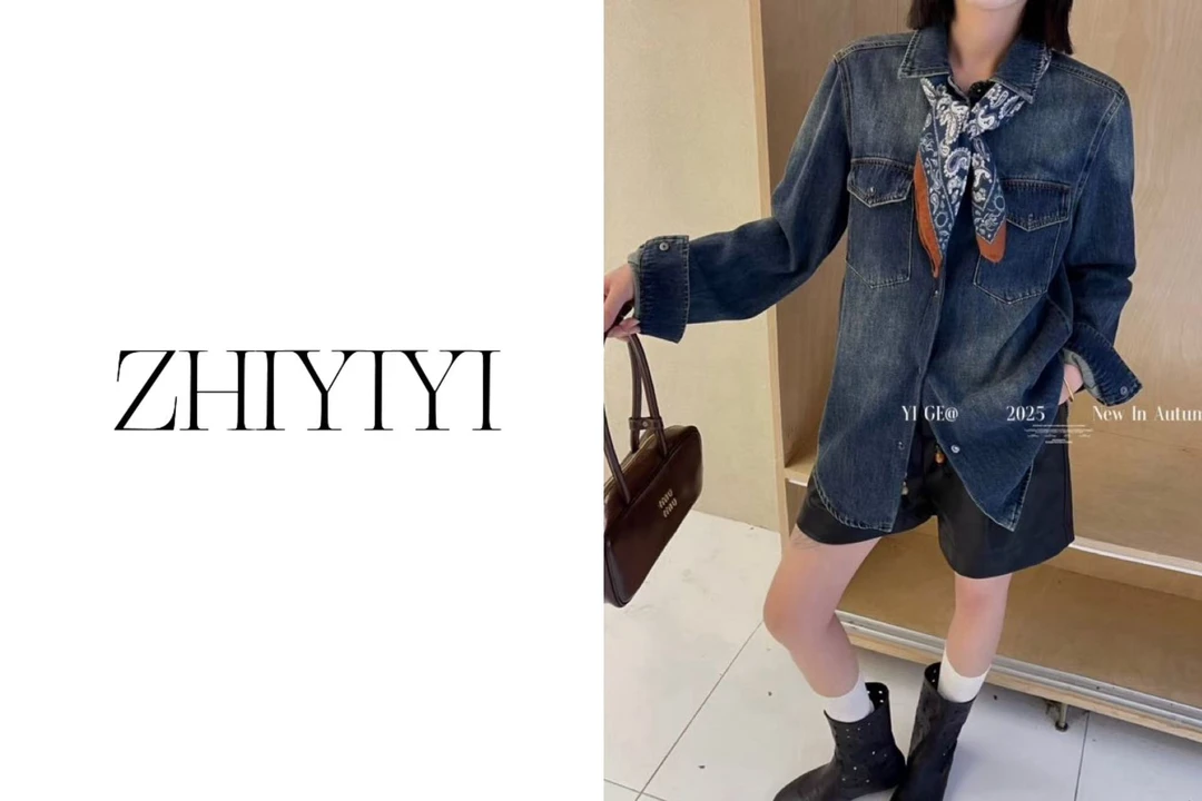 【ZHIYIYI】娟子推荐 78239款欧货翻领排扣洗水牛仔衬衣