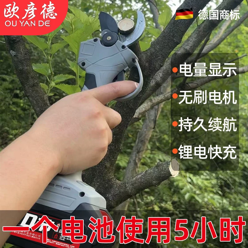 德国欧彦德5.5公分电动修枝剪果树剪刀充电式电动剪刀电剪子树枝