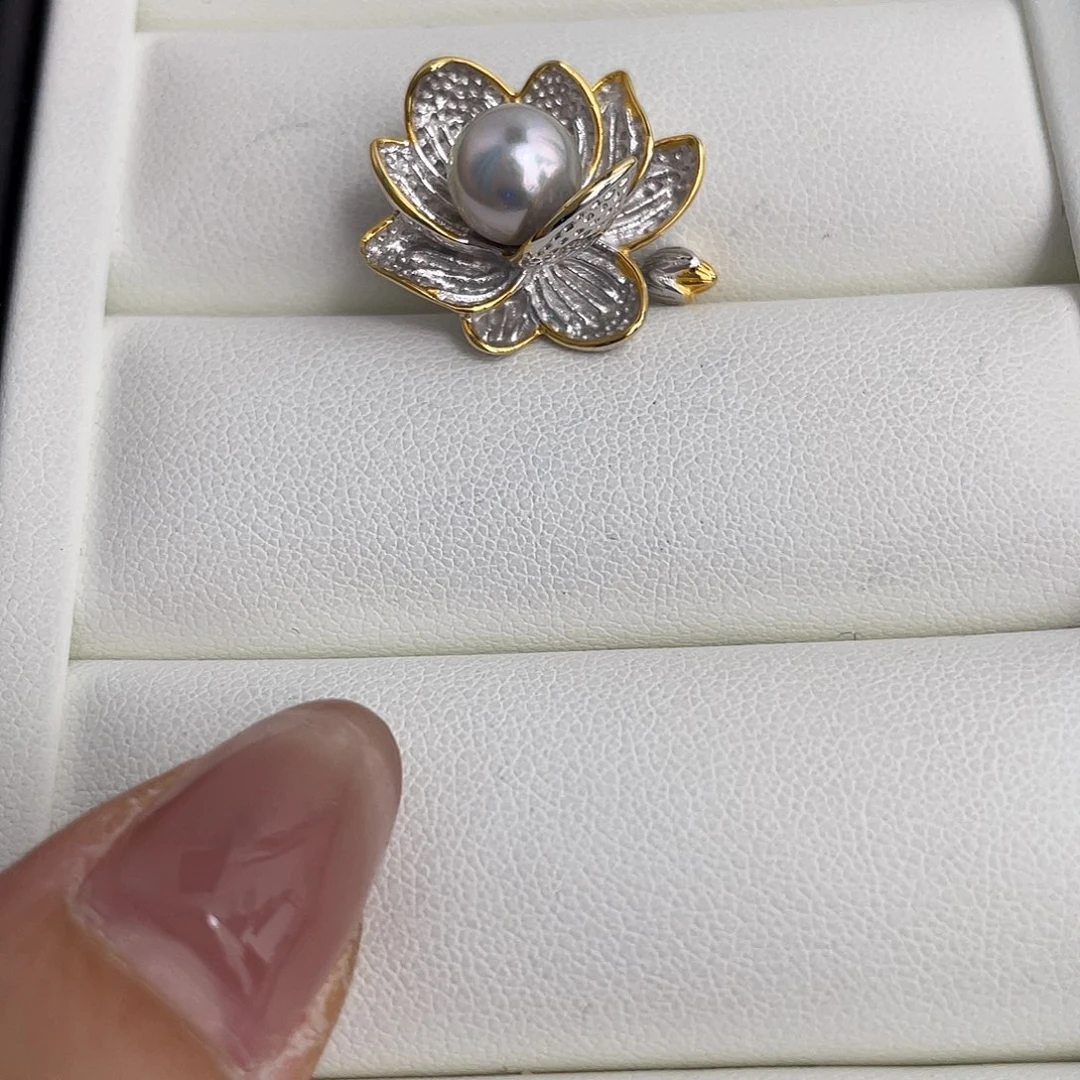 吊坠(不含链)银S925镶嵌海水珍珠