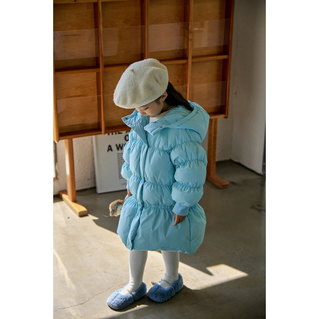 【双旦购物】白鸭绒儿童中长款加厚童装洋气连帽羽绒服