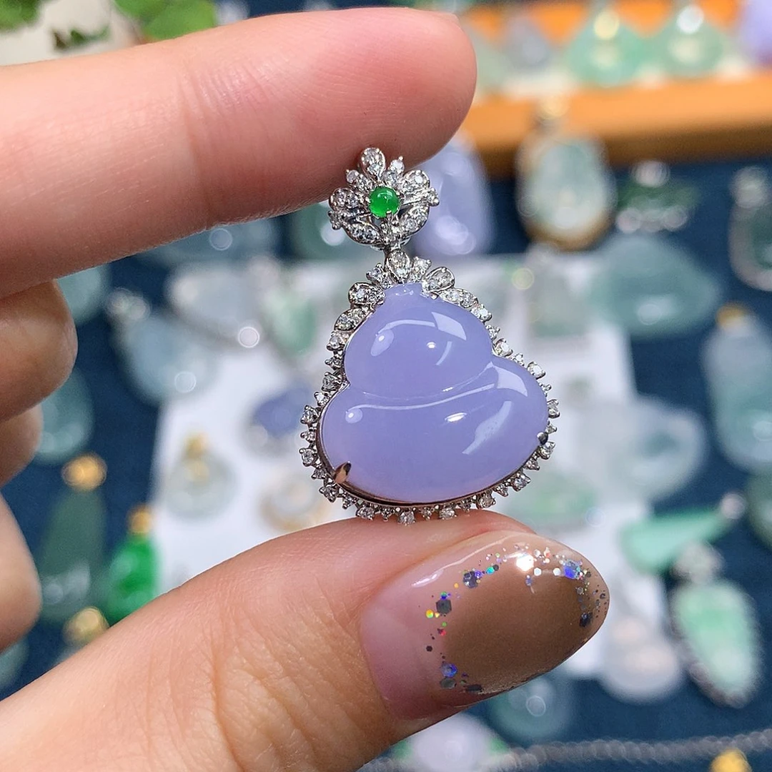 吊坠(不含链)18K金镶嵌翡翠