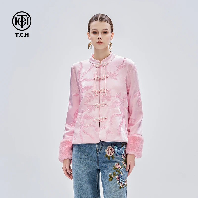 TCH轻奢烫钻工艺新时尚休闲百搭潮流气外套女T72D186022私服tch