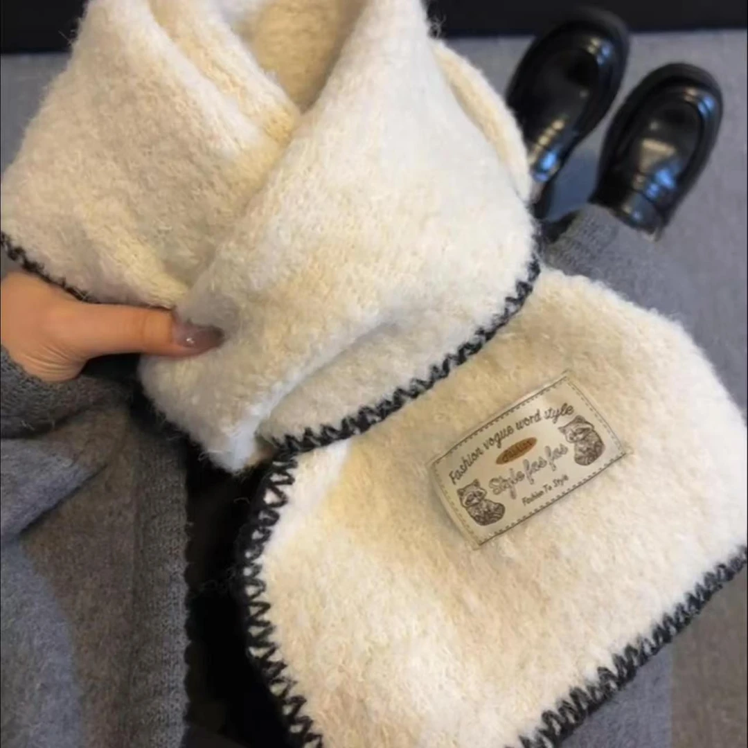 【阿珊专属】冬季女纯色围巾2024新款针织披肩外搭韩系氛围感