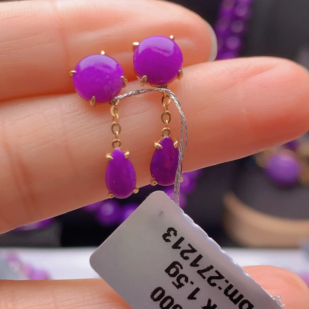 苏纪石（舒俱来）18K金镶嵌耳饰