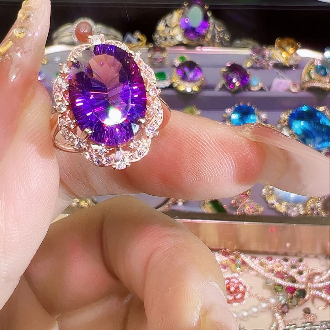 紫晶珠宝半成品银S925镶嵌