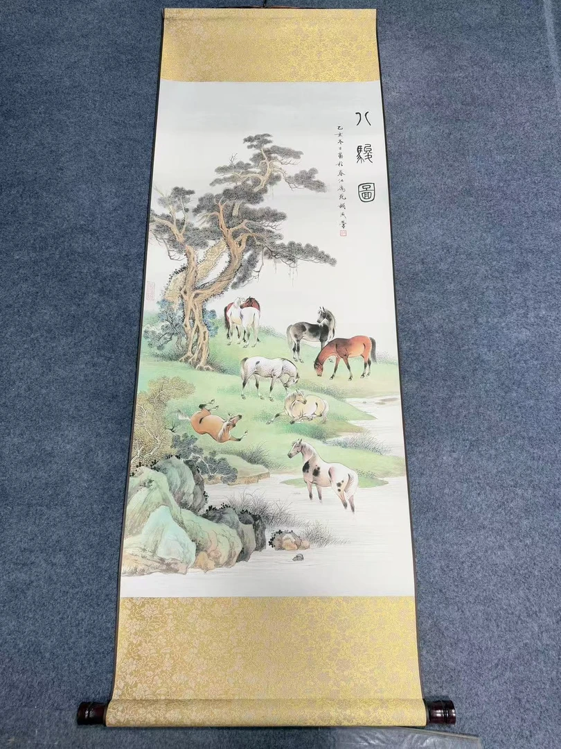《八现.八骏图》 宽45高140 国画