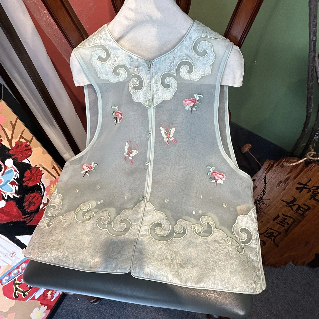 【9332】马夹网红时尚民族风中国风欧根纱