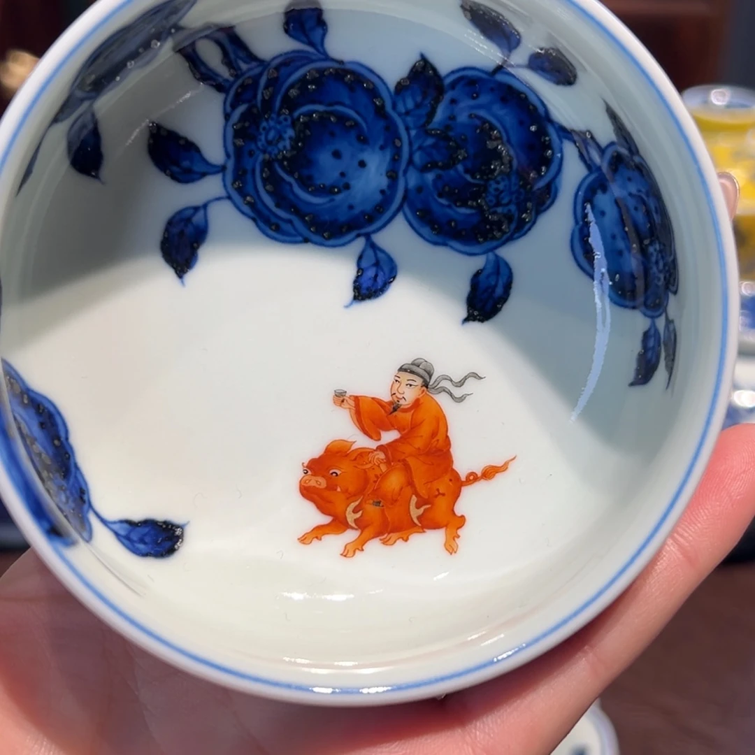 青花雯华堂手绘杯杯